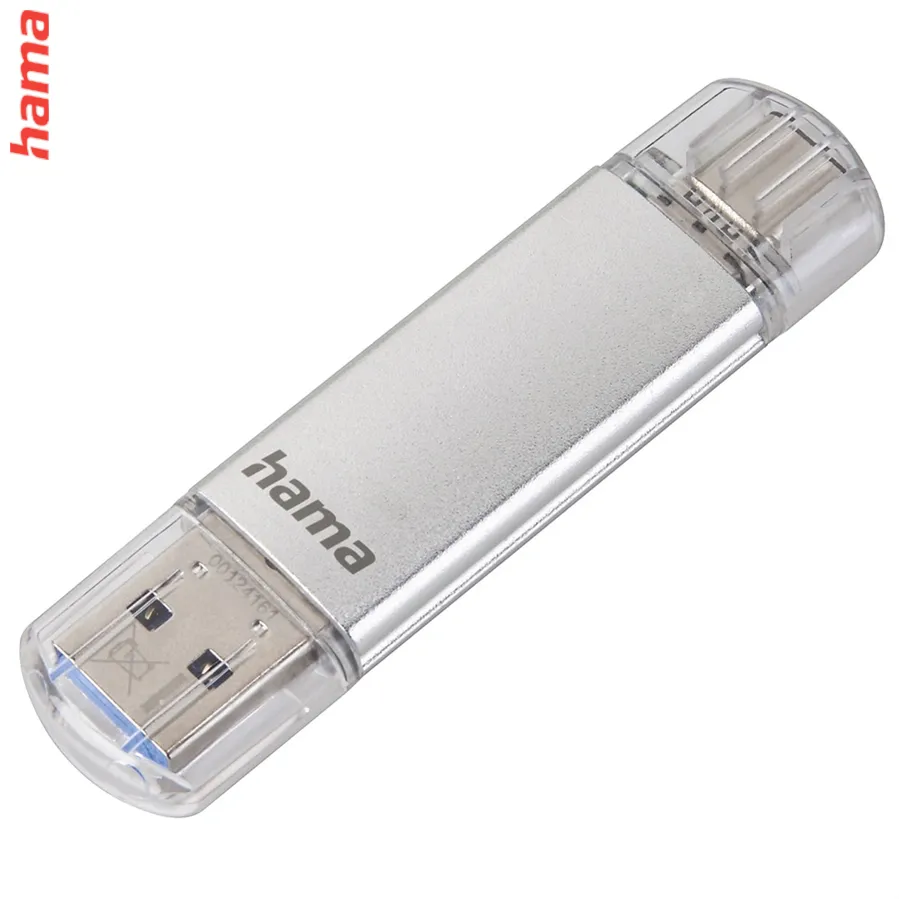 Hama Flash Pen Laeta, USB-C/USB-A 3.1, 128 GB, 40 MB/s, strieborný