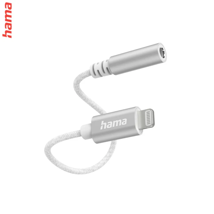 Hama MFi audio adaptér Lightning na jack 3,5 mm pre Apple, aktívny, alu