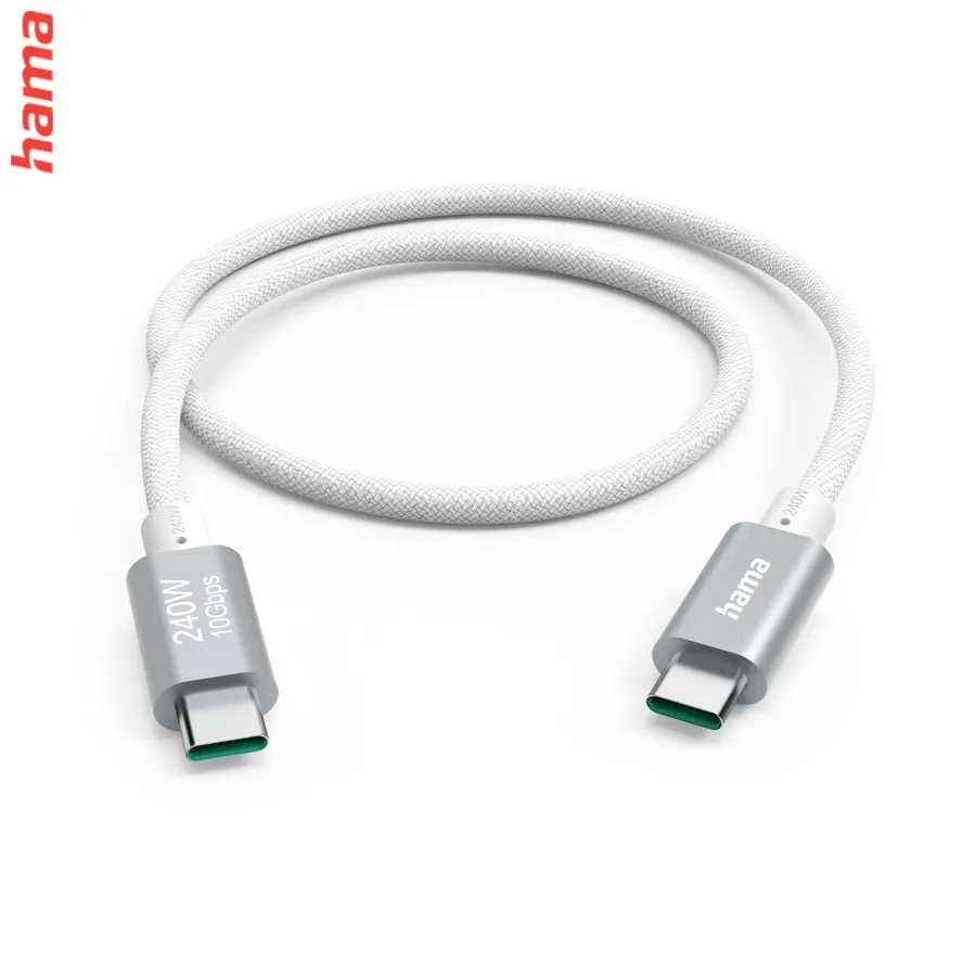 Hama USB-C 3.2 Gen2 kábel, 1,5 m, 10 Gb/s, 240 W, biely