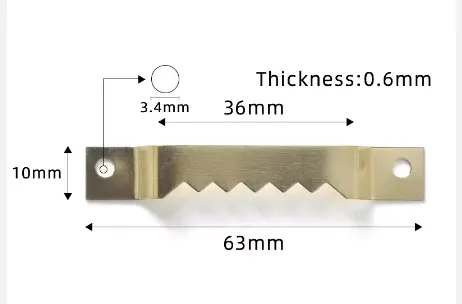 Závesný hačik krokodilka zlatý 10x63 mm