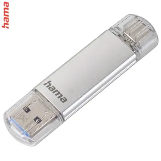 Hama Flash Pen Laeta, USB-C/USB-A 3.1, 32 GB, 40 MB/s, strieborný