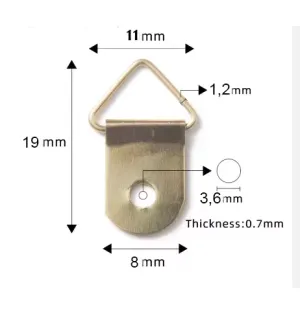 Háčik na obraz trojuholníkový zlatý 19x11 mm