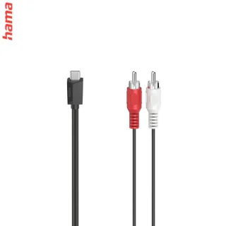 Hama audio adaptérový kábel USB-C na 2 cinch, aktívny, 1,5 m