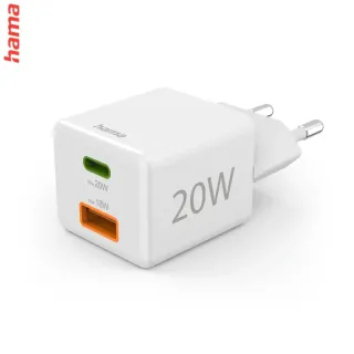 Hama rýchla USB nabíjačka USB-C + USB-A, PD/QC, 20 W