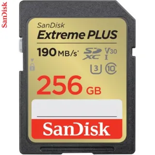 SanDisk Extreme PLUS 256 GB SDXC Memory Card 190 MB/s & 130 MB/s, UHS-I, Class 10, U3, V30