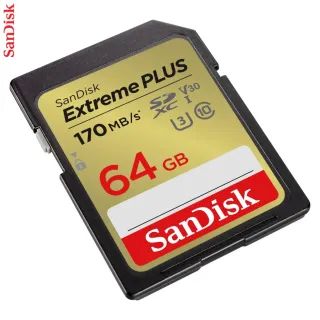 SanDisk Extreme PLUS 64 GB SDXC Memory Card 170 MB/s & 80 MB/s, UHS-I, Class 10, U3, V30