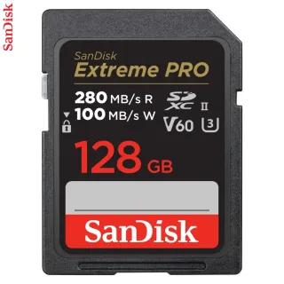 SanDisk Extreme PRO 128 GB V60 UHS-II SD cards, 280/100 MB/s,V60,C10,UHS-II