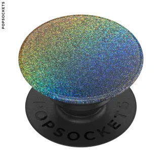 PopSockets PopGrip Gen.2, Midnight Flare, strieborno šedý s trblietkami, holografický dúhový efekt