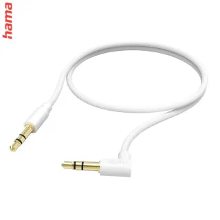 Hama audio kábel jack 3,5 mm 90°, 0,5 m, opletený, biely