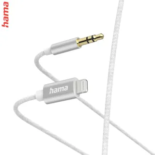 Hama MFI audio adaptérový kábel Lightning na jack 3,5 mm pre Apple, 1 m, aktívny, alu