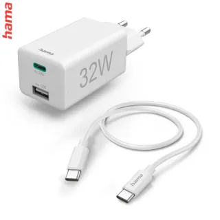 Hama set USB nabíjačka GaN, USB-C/USB-A, PD 65 W, USB-C kábel 2 m