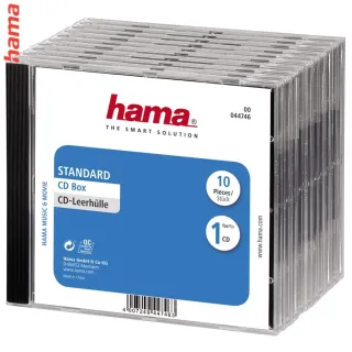 Hama CD Box náhradný obal na 1 CD, priehľadný/čierny, 10 ks