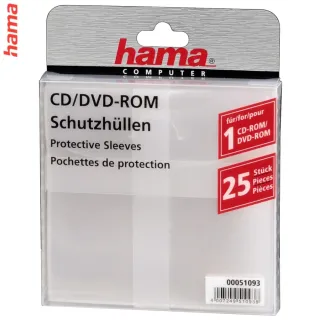 Hama CD/DVD ochranný obal, PP, 25 ks, biely