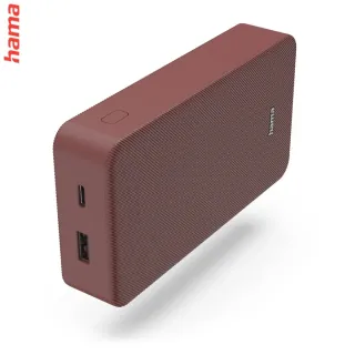 Hama Colour 20, powerbanka 20000 mAh, 3 A, výstup: USB-C, USB-A, červená