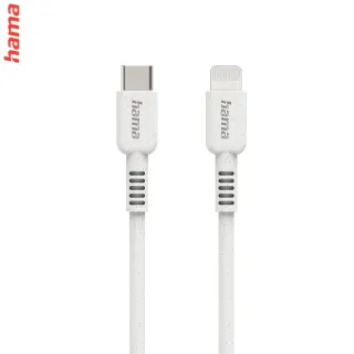 Hama Eco MFi kábel USB 2.0 pre Apple, USB-C - Lightning, 1 m, biely