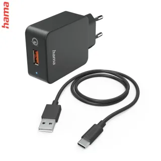 Hama set: rýchla USB nabíjačka QC 3.0 19,5 W + kábel USB A-C 1,5 m