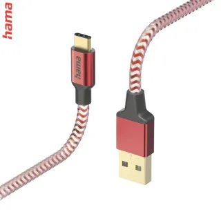 Hama kábel Reflective USB-C 2.0 typ A-C 1,5 m, červená