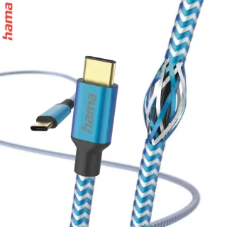 Hama kábel Reflective USB-C 2.0 typ C-C 1,5 m, modrý