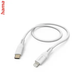 Hama MFi USB-C Lightning kábel pre Apple, 1,5 m Flexible, silikónový, biely