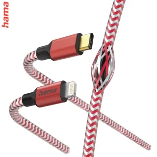 Hama MFi USB-C Lightning kábel Reflective pre Apple, 1,5 m, červený