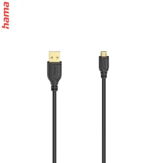 Hama micro USB 2.0 kábel Flexi-Slim 0,75 m, čierny