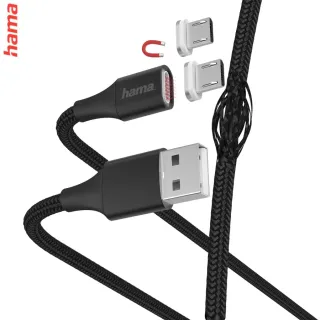 Hama micro USB kábel Magnetic, A vidlica - micro B vidlica magnetická, 1 m