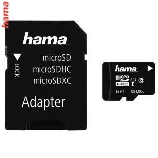 Hama microSDHC 16 GB Class 10 UHS-I 80 MB/s + Adapter/Mobile