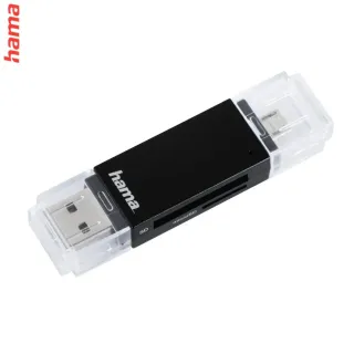 Hama USB 2.0 OTG čítačka kariet Basic, SD/microSD, čierna