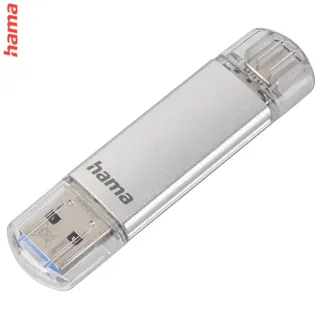 Hama Flash Pen Laeta, USB-C/USB-A 3.1, 16 GB, 40 MB/s, strieborný