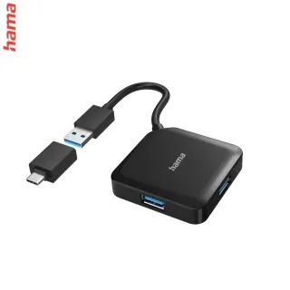 Hama USB hub, 4 porty, USB 3.2 Gen 1, USB-C adaptér