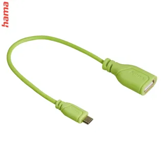 Hama micro USB OTG redukcia Flexi-Slim, obojstranný konektor, 15 cm, zelená